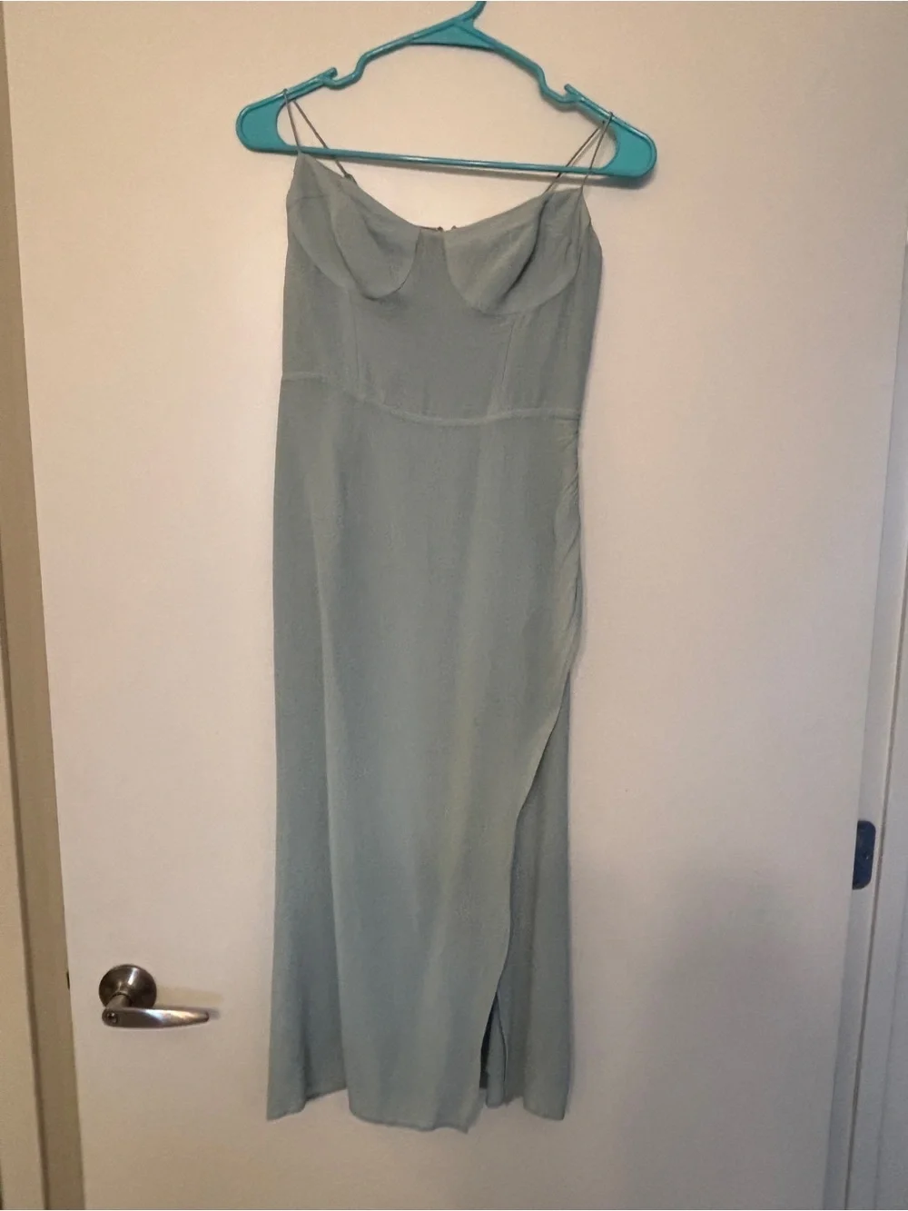 Reformation Kourtney Midi Dress with Side Slit - Light Blue - Picture 2 of 6